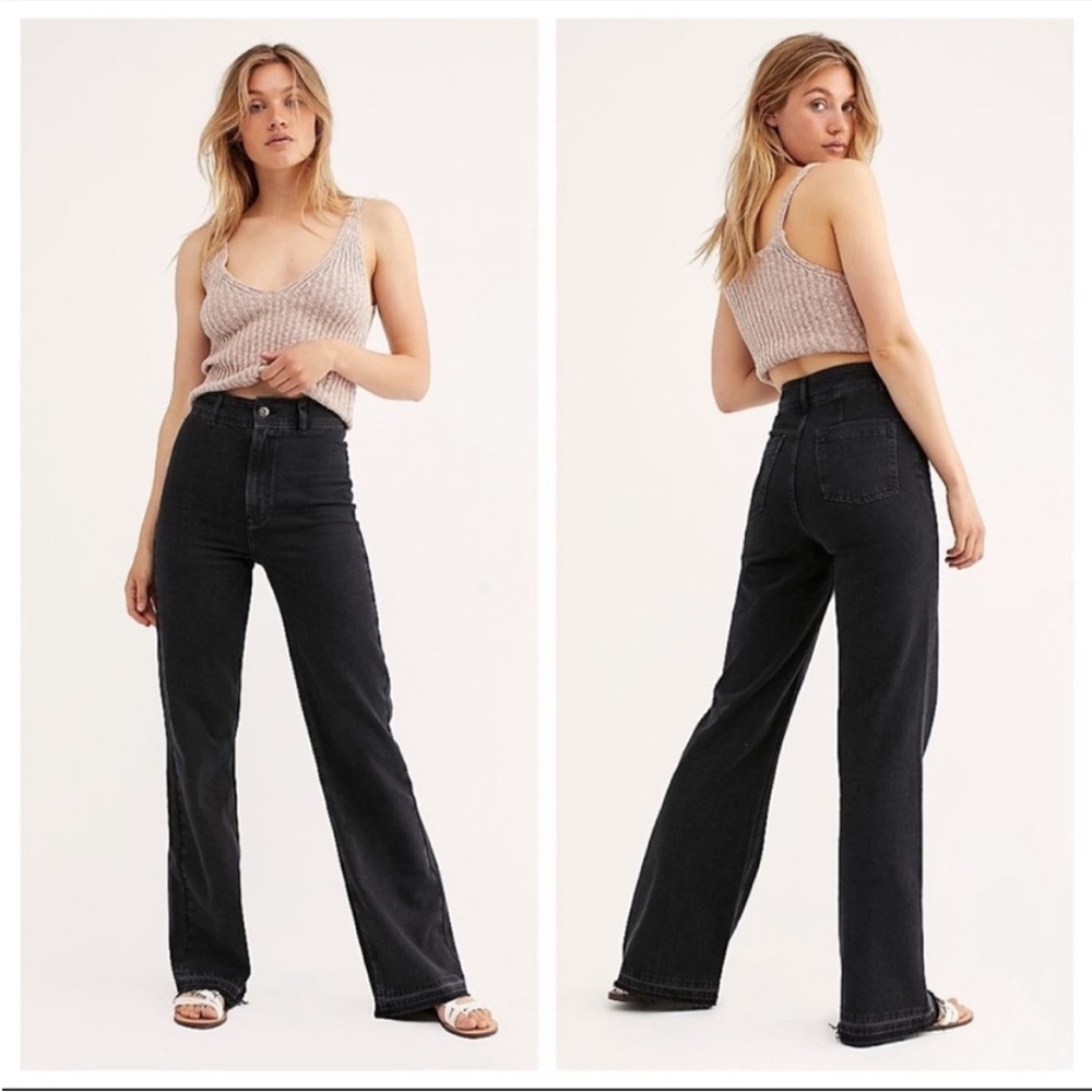 Free People Mindy jeans ultra high rise flare washed black womens 29 we the free